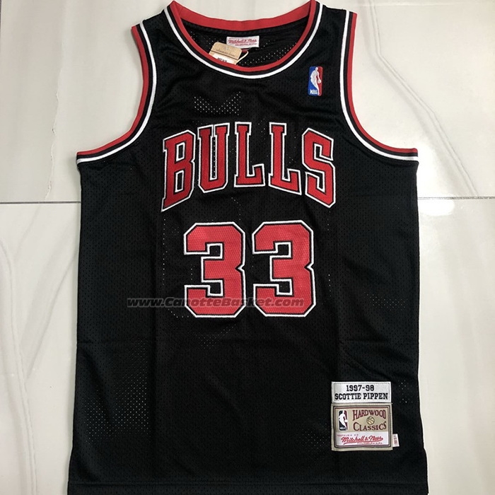 Maglia Chicago Bulls Scottie Pippen NO 33 Mitchell & Ness 1997-98 Nero2